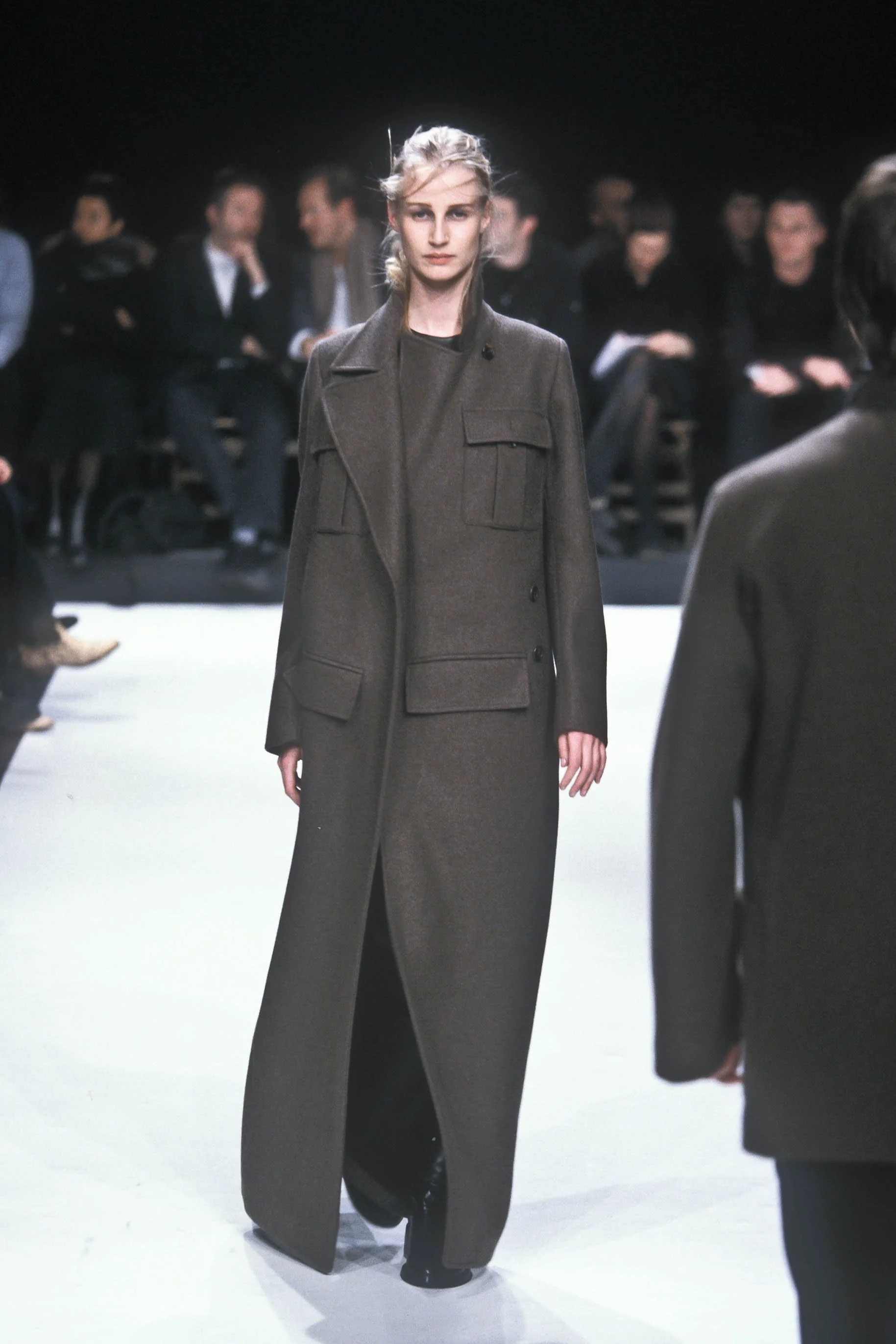 Ann Demeulemeester Fall 1998 Runway Floor Length Black Wool Coat